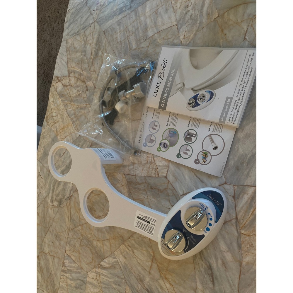 Luxe Bidet Neo 120 White Blue Non Electric Bidet Toilet Attachment Self Cleaning